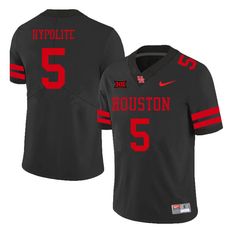 Men #5 Hasaan Hypolite Houston Cougars College Big 12 Conference Football Jerseys Sale-Black - Click Image to Close